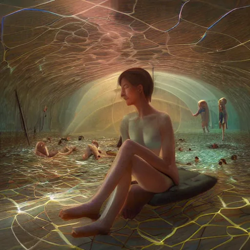 Image similar to swimming through the streams of internet, living inside the virtual reality by otto frello