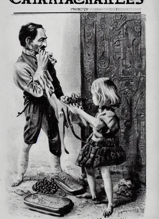 Image similar to vintage pharamaceutical magazine advertisement depicting charles manson feeding pills to children, by ernst haeckel