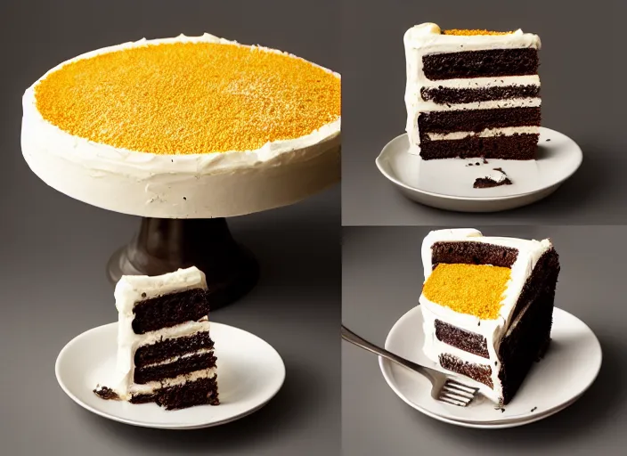 Image similar to most delicious cake of all time, professional food photography, studio lighting, plating