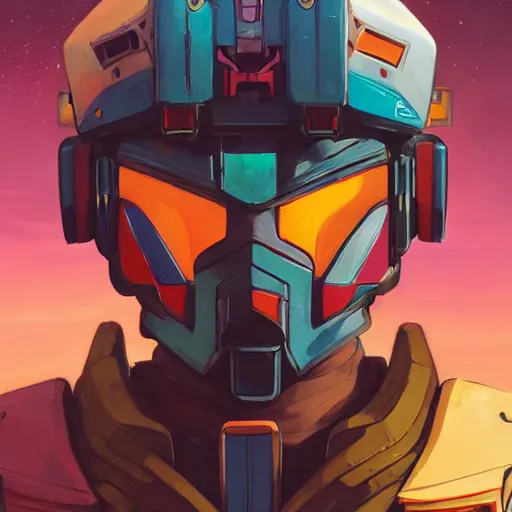 Image similar to portrait of spartan as a gundam pilot, with an intricate, detailed, urban inspired hiphop afro futuristic helmet, vector behance hd jesper ejsing, rhads, makoto shinkai, lois van baarle, ilya kuvshinov, rossdraws, hd, 3 2 k, ilya kuvshinov, gustav klimt