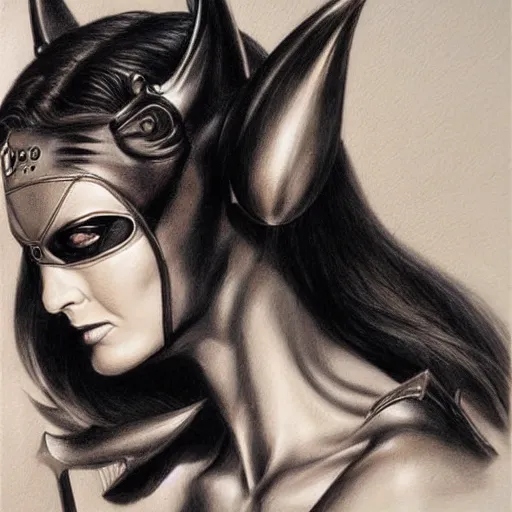 Image similar to pencil art, detailed portrait of catwoman, intricate, hyper detailed, realistic, oil painting, by julie bell, frank frazetta, cinematic lighting