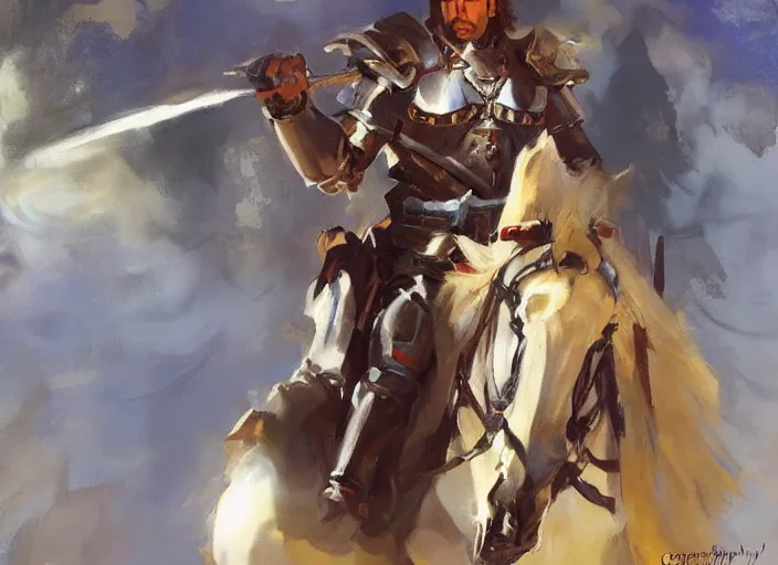 Image similar to a highly detailed beautiful portrait of a paladin, fantasy, by gregory manchess, james gurney, james jean