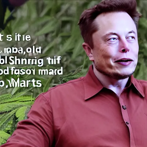 Image similar to elon musk smoking weed while sitting under a tree on mars