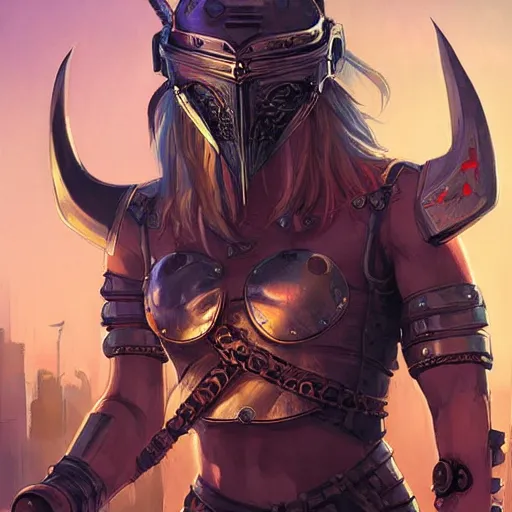 Image similar to cyberpunk viking helmet mask warrior goddess robot ninja fantasy, art gta 5 cover, official fanart behance hd artstation by jesper ejsing, by rhads, makoto shinkai and lois van baarle, ilya kuvshinov, ossdraws