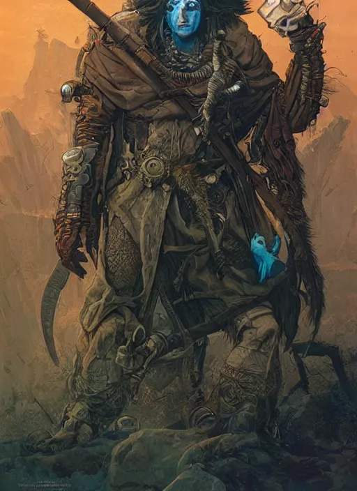 Image similar to hyper realistic photography portrait of postapocalyptic medieval religious occult amazon cinematic, brom, moebius, juan gimenez, peter mohrbacher, james gurney