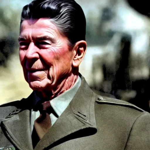 Prompt: movie still of ronald reagan in saving private ryan