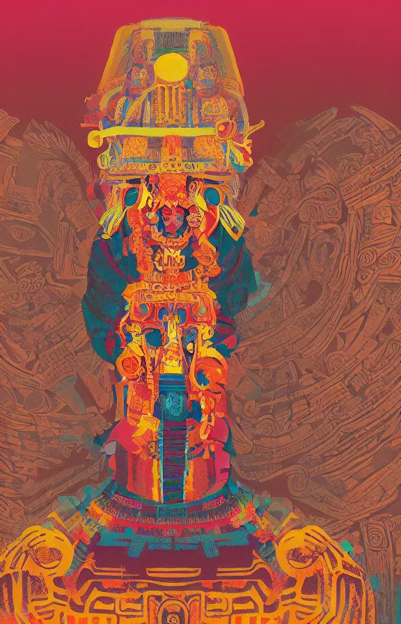 Prompt: mayan priestess, sharp focus, james gilleard, moebius, print, game art