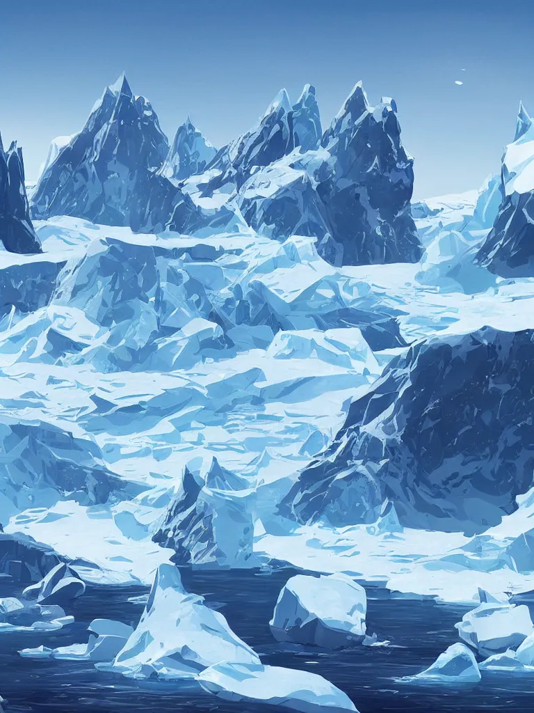 Image similar to antarctica by disney concept artists, blunt borders, rule of thirds