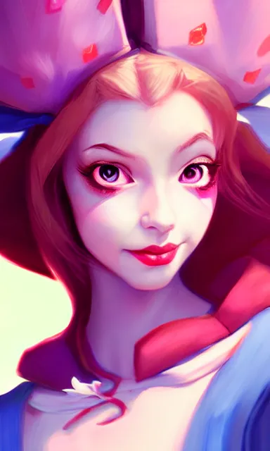 Image similar to alice from alice in wonder land, female, portrait, sharp focus, digital art, artstation, cgsociety, wlop, concept art, dynamic lighting, art by emylie boivin, rossdraws and jazza