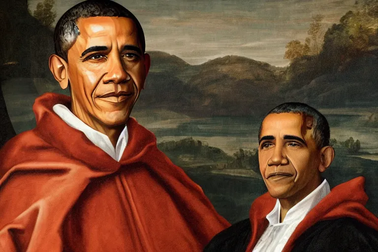 Image similar to painting of obama in the style of renaissance, 8K