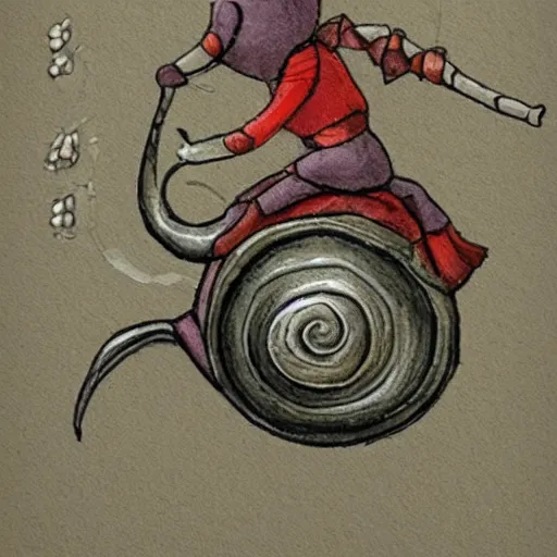 Image similar to a snail rider