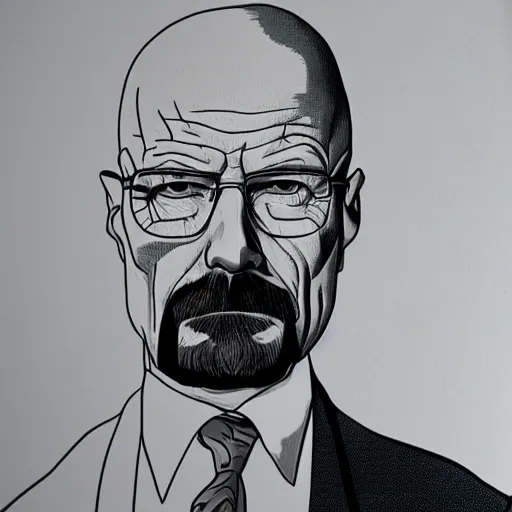 Image similar to walter white next to gus pringe, in the style of greg rutowski, hyper detailed