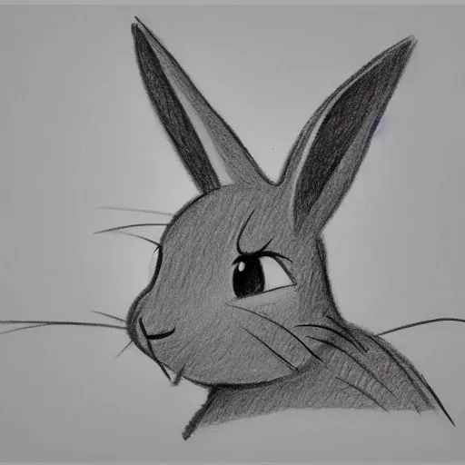 Image similar to milt kahl pencil sketch of a rabbit in the forest disney style