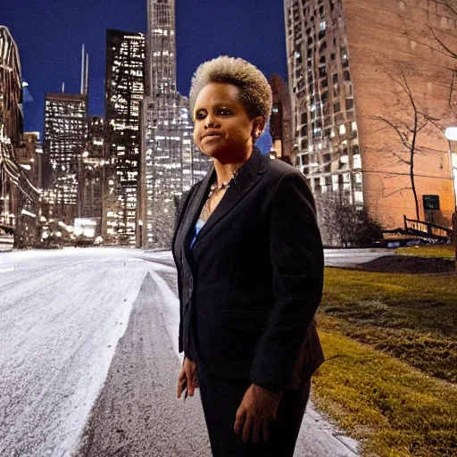 Image similar to chicago mayor lori lightfoot spotted on trail cam at night