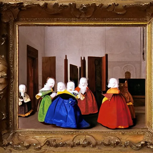 Prompt: Las Meninas by Velazquez made out of gummy candies, colorful award-winning photo of candy