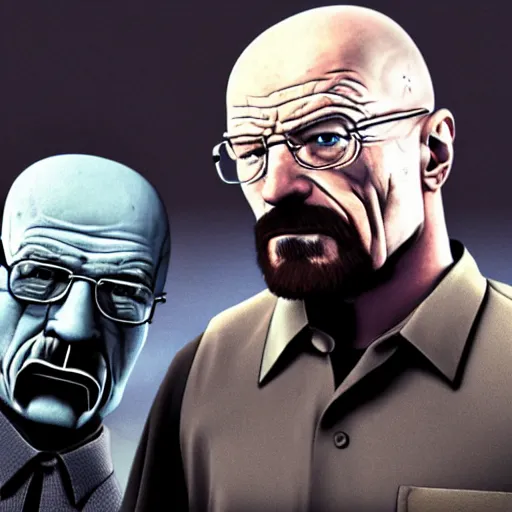 Image similar to walter white from breaking bad fighting freddy fazbear with his fists, 4 k, hyper realistic