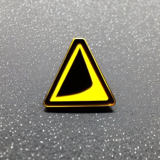 Prompt: a retro minimalistic rhombus shape enamel pin of a retro minimalistic flame fire warning label, smooth curves