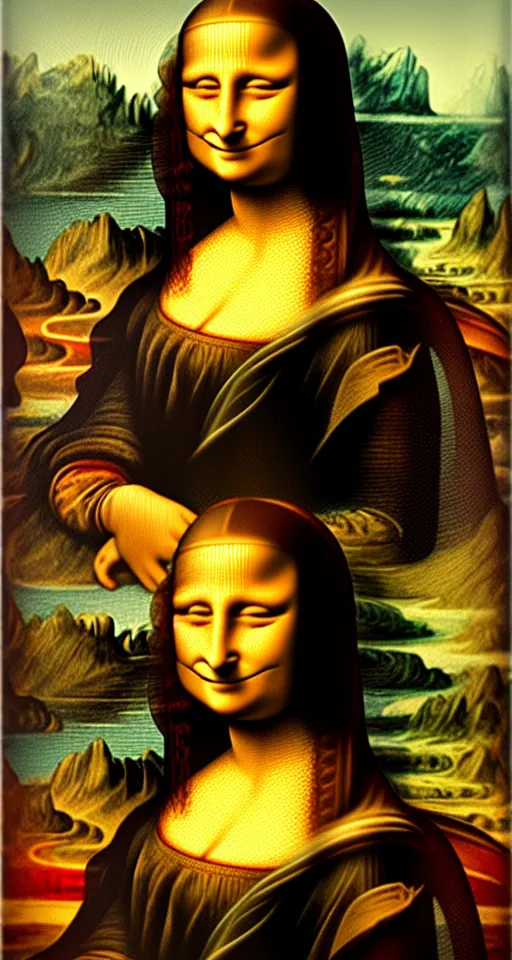 Image similar to the mona lisa as a robot, digital art