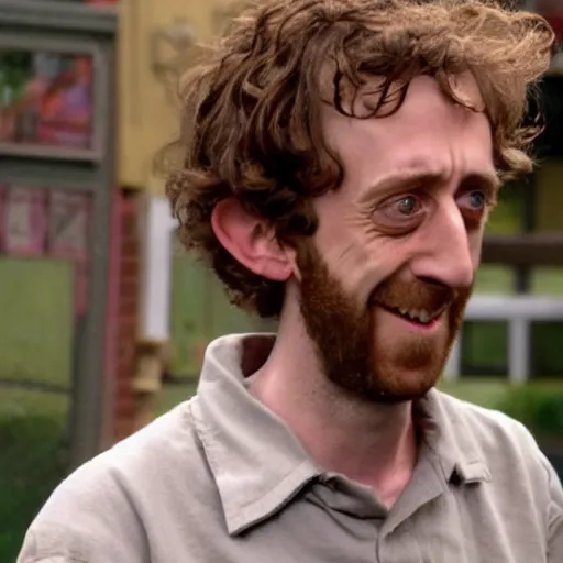 Image similar to thomas middleditch as rickety cricket, it's always sunny in philadelphia, 8 k