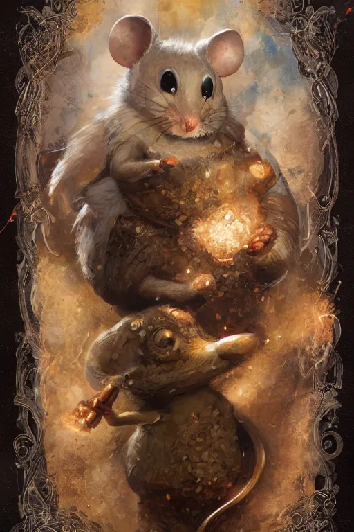 Prompt: portrait of the mousefolk smiter wearing pantellerite signet by artgerm and Craig Mullins, James Jean, Andrey Ryabovichev, Mark Simonetti and Peter Morbacher 16k