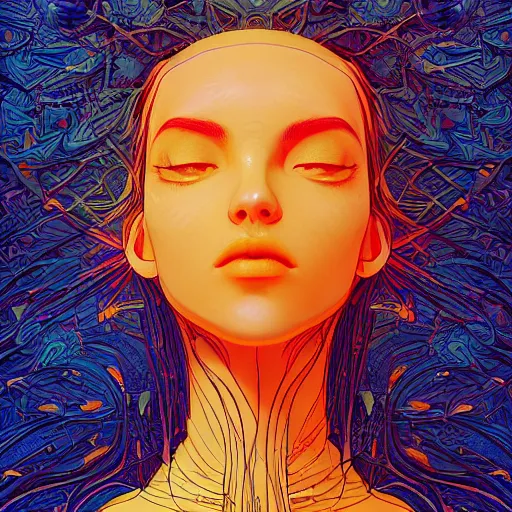 Prompt: the head of an incredibly gorgeous woman partially made of carrots and blueberries looking up, an ultrafine detailed illustration by james jean, final fantasy, intricate linework, bright colors, behance contest winner, vanitas, angular, altermodern, unreal engine 5 highly rendered, global illumination, radiant light, detailed and intricate environment