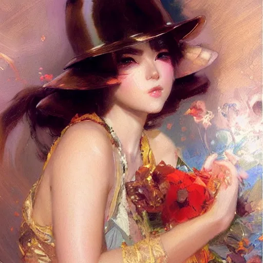 Image similar to a high fashionportrait of a cute anime girl, painting by gaston bussiere, craig mullins, j. c. leyendecker