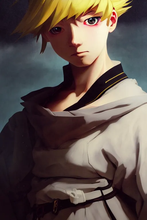 Image similar to baroque oil painting, anime key visual portrait concept art, anime maid nazi ss military crusader, blond hair blue eyes, brutalist dark fantasy, trending pixiv fanbox, rule of thirds golden ratio, detail acrylic palette knife, style of makoto shinkai genshin impact studio ghibli jamie wyeth greg rutkowski chiho aoshima