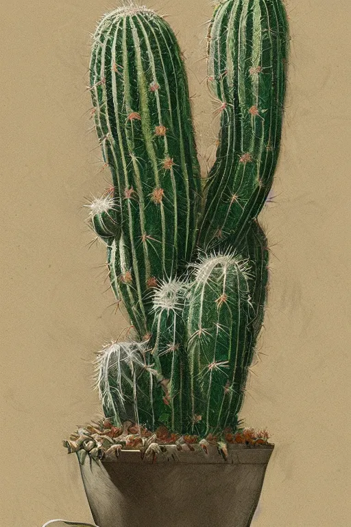 Prompt: ultra realistic illustration, cactus plant drawing closeup, elegant, highly detailed, digital painting, concept art, smooth, sharp focus, illustration, art by greg rutkowski and alphonse mucha