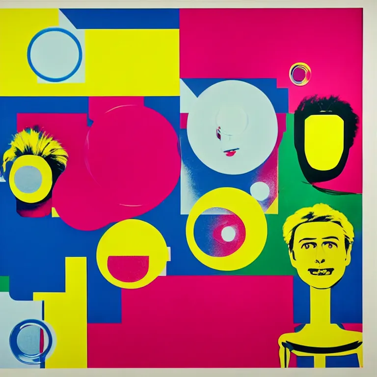 Image similar to ( ( ( ( ( a portrait of a robot family with soap bubbles, pop art ) ) ) ) ) by andy warhol, roy lichtenstein, claes oldenburg, james rosenquist and wayne thiebaud!!!!!!!!!!!!!!!!!!!!!!!!!!!!!!