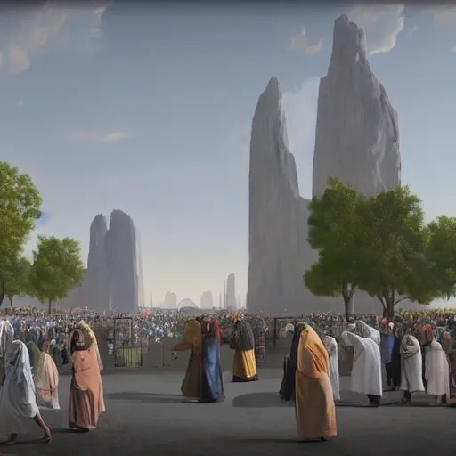 Prompt: A painting depicting the resurrection of Jesus Christ, (Jean Jules Linden), Peter Ilsted, (flowers), monolith, (((Unreal Engine))), Religious painting, pedestrians, (((Wayne Barlow)))