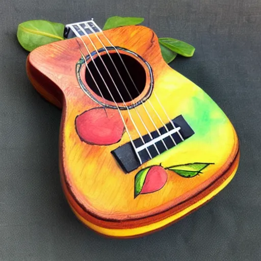 Prompt: avocado ukulele painted by von gogh