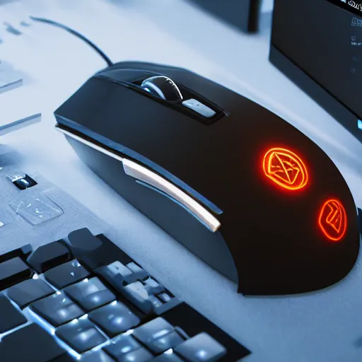 Image similar to cyberpunk style computer mouse, product photo, ultra detail, octane render