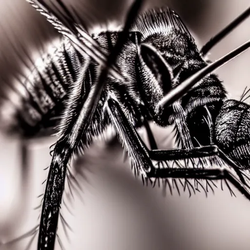 Image similar to close up of mosquito, wildlife photography, nikon d 7 5 0, macro view, super - resolution microscopy, closeup, zoom, shutter speed 1 / 1 0 0 0, f / 2. 8, 3 2 k, ultra - hd, super - resolution, natural lighting, insanely detailed and intricate, hypermaximalist, elegant, ornate, hyper realistic, super detailed