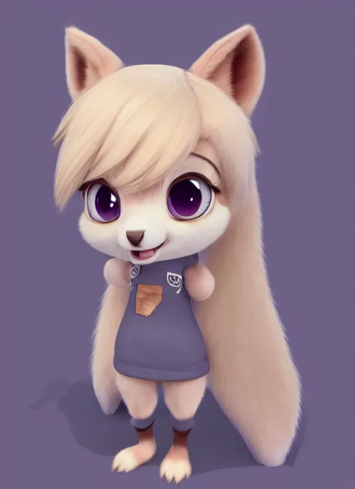 Prompt: female furry mini cute style, character adoptable, highly detailed, rendered, ray - tracing, cgi animated, 3 d demo reel avatar, style of maple story and zootopia, maple story rat girl, grey rat, soft shade, soft lighting