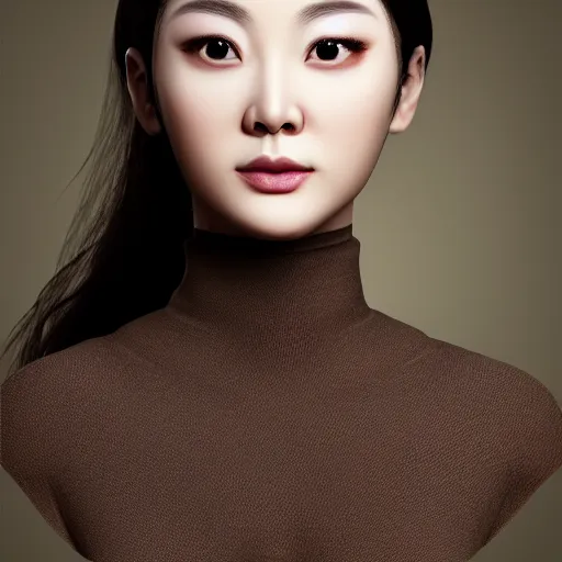 Image similar to portrait bald korean goddess neutral expression face straight on headshot even lighting no hair texture character creator 4