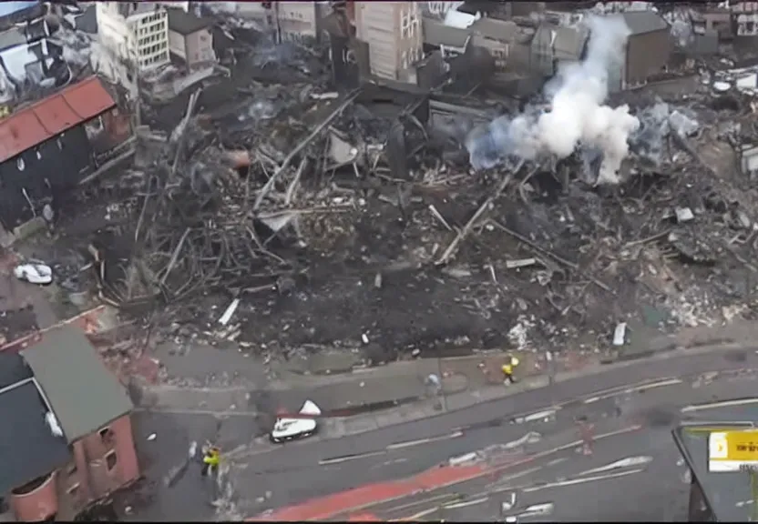 Image similar to cctv footage of a gas explosion