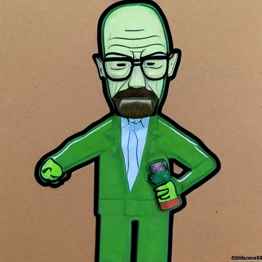 Prompt: walter white as pickle rick, detailed, realism,