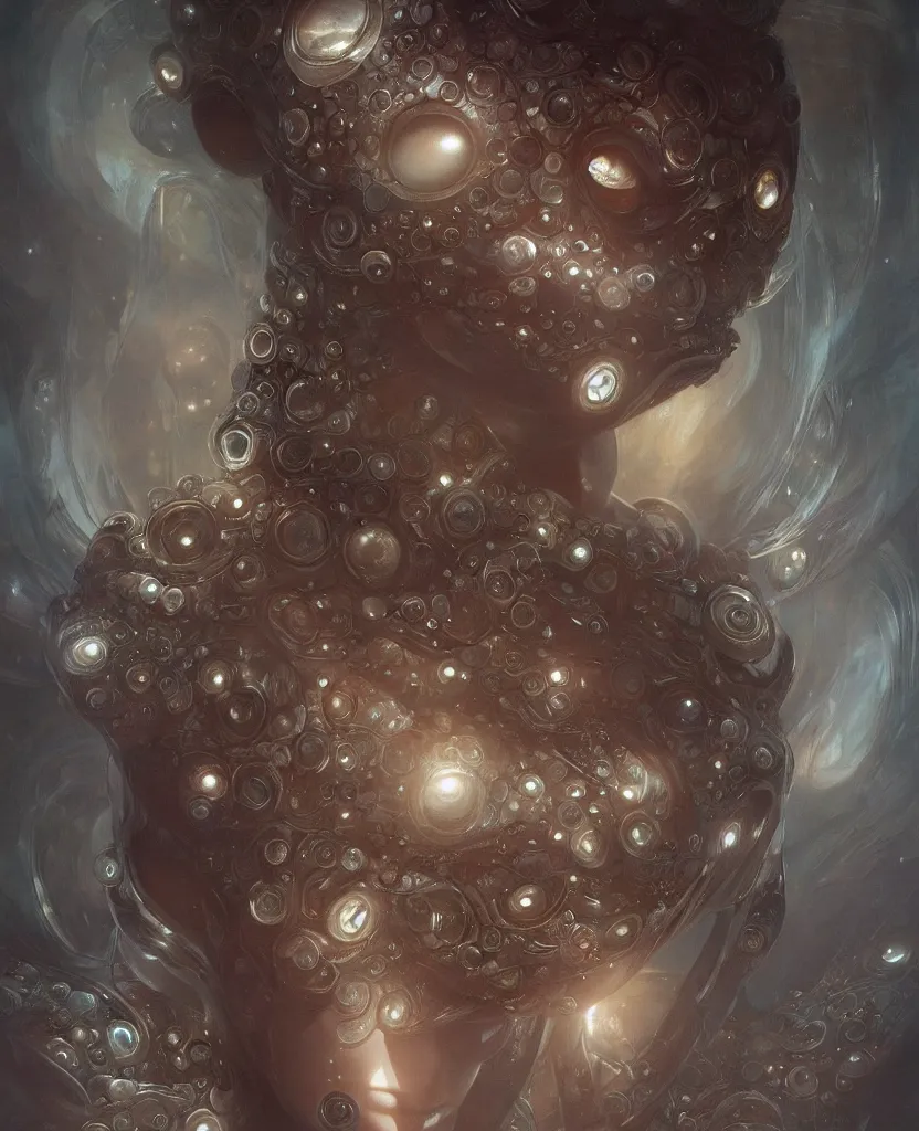 Prompt: realistic photography of an half - polypous, utterly alien entity made of eyes, deep focus, intricate, elegant, highly detailed, foggy, misterious, digital painting, artstation, concept art, matte, sharp focus, art by artgerm and greg rutkowski and alphonse mucha