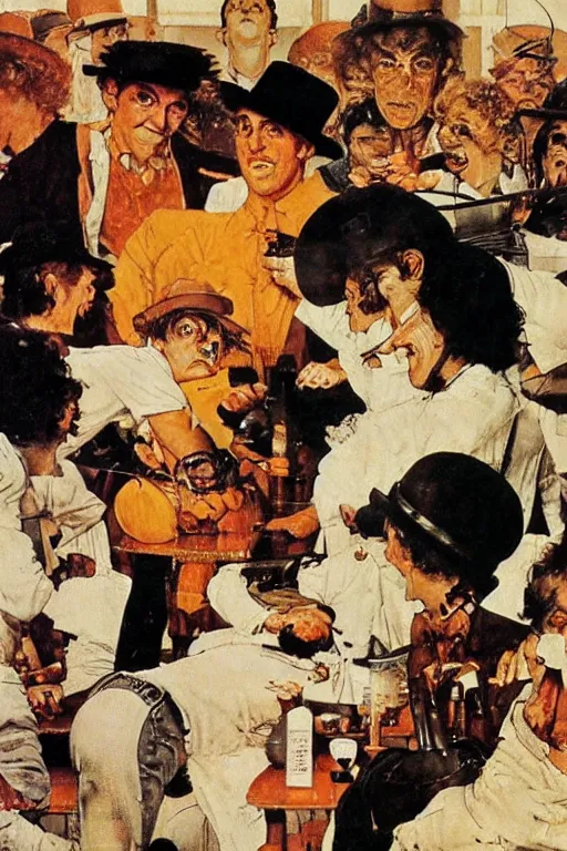 Image similar to a clockwork orange painted by Norman Rockwell