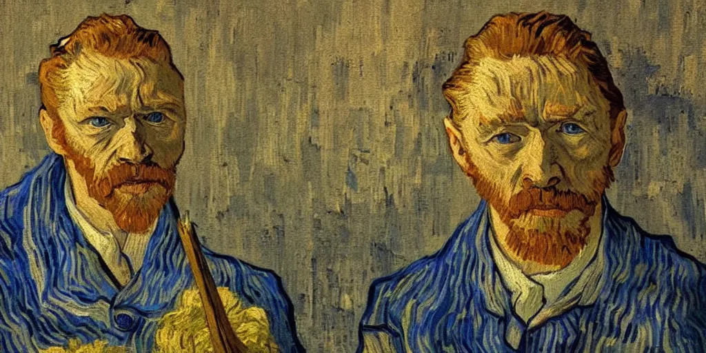 Image similar to James McAvoy as Vincent van Gogh in 'Almost Dry: Painting History' (2022), movie still frame