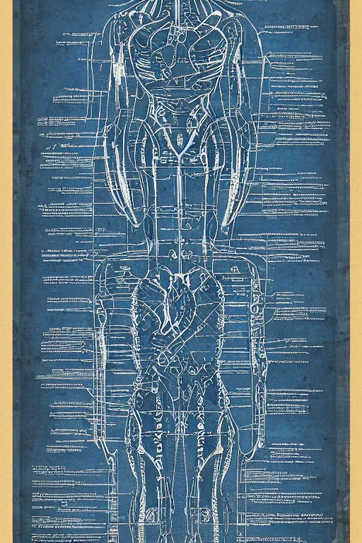 Prompt: alien blueprint schematics