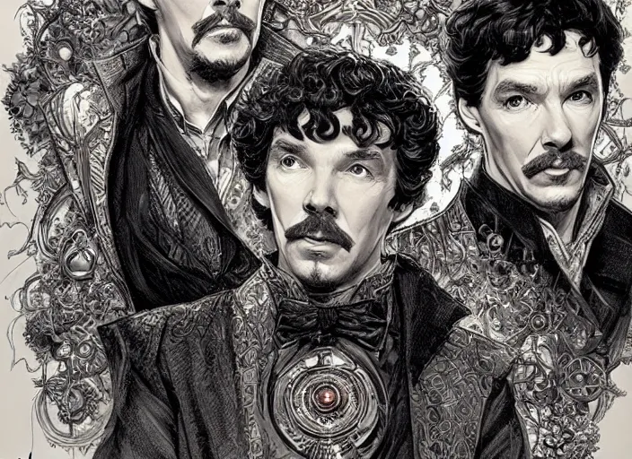 Prompt: a highly detailed sherlock portrait of stephen strange, james gurney, james jean