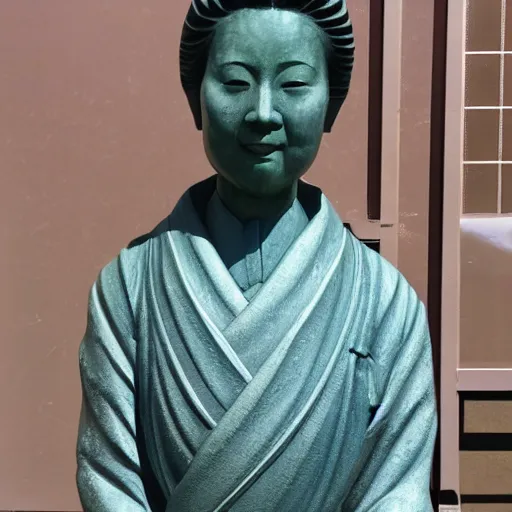 Prompt: statue of a japanese woman in high school clothes