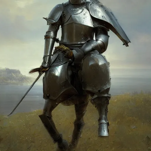 Image similar to a portrait of a medieval knight in a scenic environment by ruan jia