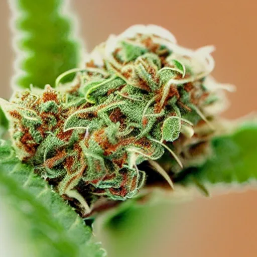 Prompt: cannabis sativa flower, pink kush macro