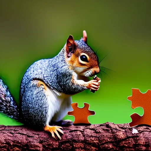 Image similar to a small squirrel is standing on a log, a jigsaw puzzle by john nicolson, featured on cg society, naturalism, sharp focus, behance hd, national geographic photo