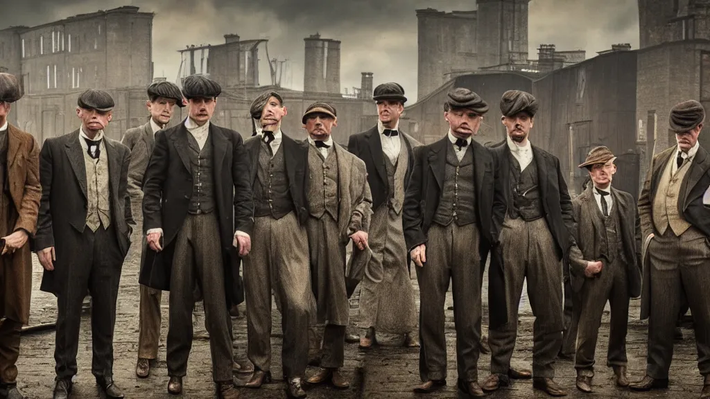 Prompt: the peaky blinders with peanuts heads