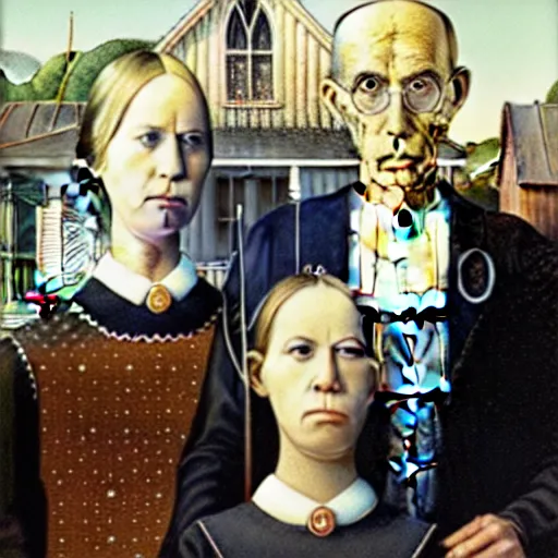 Image similar to american gothic but with vampires