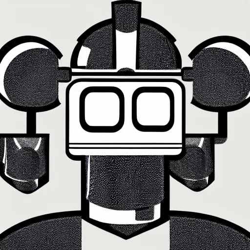 Prompt: architect as robot in site with hard hat illustrations portrait logo