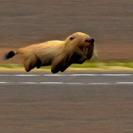 Prompt: capybara flying a plane